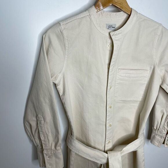 J Crew Women’s Shirtdress Button Down Midi Dress Ivory Dusty White Denim Twill‎ - Picture 4 of 9
